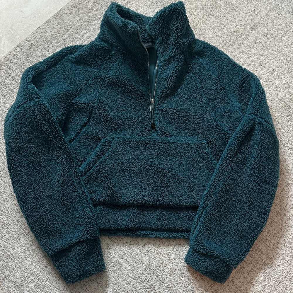 Lululemon Scuba Oversized Fleece Funnel Neck, XS/S Green Jasper